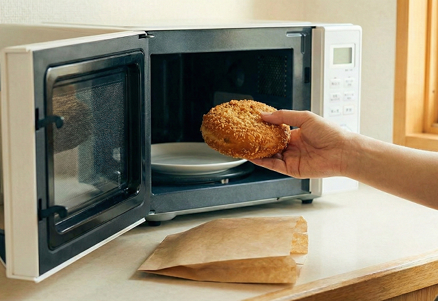 電子レンジで温める様子